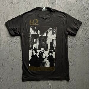 Vintage U2 Shirt Medium Black 1980s The Unforgettable Fire Tour 1985